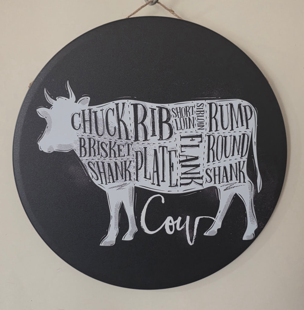 Decorative BEEF CUTS OUTLINE DIAGRAM Retro plate,  30cm x 30cm #H20