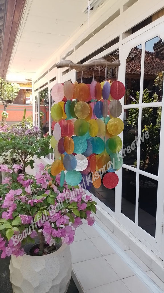 Capiz shell wind chime DRIFTWOOD 54 cm drop  x 31cm wide approx #0132