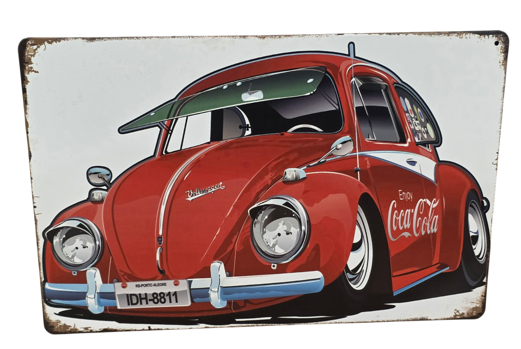 Decorative VOLKWAGEN BEETLE COCA-COLA  Retro plate,  approx 30cm x 20cm (#P23)