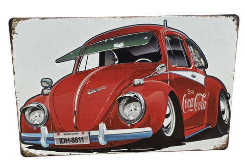 Decorative VOLKWAGEN BEETLE COCA-COLA  Retro plate,  approx 30cm x 20cm (#P23)