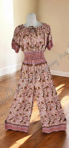 Peasant/Boho  2 piece outfit, long pants, with side slits approx 23cm long pants bottoms to suit to size 14 #2