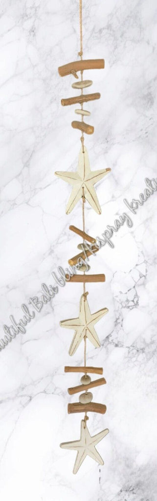 Beachy Hamptons Driftwood Wood dangler, starfish approx 12cm x 100 cm #0068