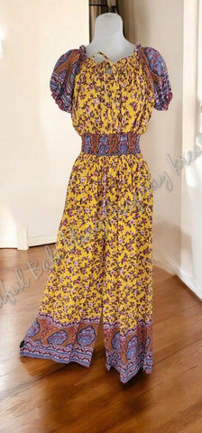 Peasant/Boho  2 piece outfit, long pants, with side slits approx 23cm long pants bottoms to suit to size 14 #6