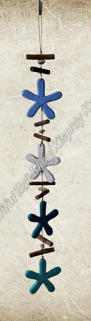 Wood dangler, Pastel flowers approx 14cm wide x 100cm COMPLETE length #0085