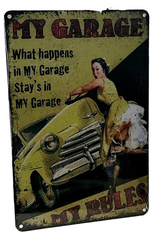 Decorative MY GARAGE MY RULES  Retro plate approx 30cm x 20cm