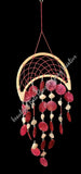 Capiz shell wind chime  dreamcatcher half moon rattan blue 24cm wide  x 70cm  COMPLETE length approx #0125