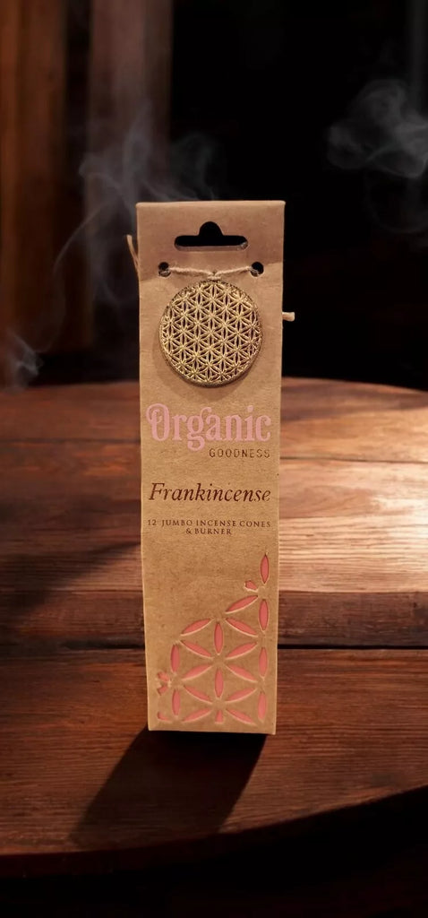 Incense cones Organic Goodness FRANKINCENSE 12 jumbo incense cones & holder in a gift bag