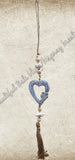 Beachy Hamptons Driftwood Wood dangler blue heart approx 9cm x 55 cm #0076