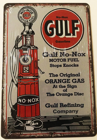 Decorative Gulf NO NOX Fuel  Retro plate,  approx 30cm x 20cm #0576