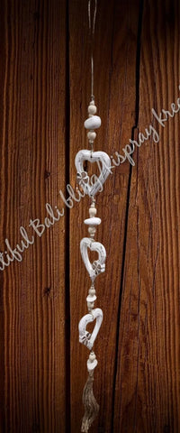 Beachy Hamptons Driftwood Wood Heart  dangler, approx 10cm x 90cm #0082