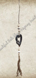 Beachy Hamptons Driftwood Wood dangler black/dark grey/ heart approx 9cm x 55 cm #0078