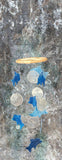 Capiz shell wind chime dolphin  blue & white 45cm drop  x 10cm wide approx #0129