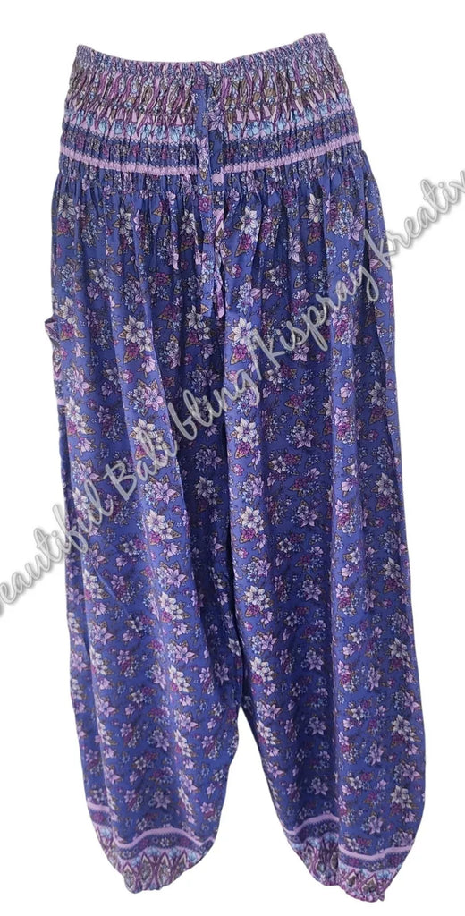 Harem  pants  Full length blue purple floral Suit to size 12-14. #42 clothing