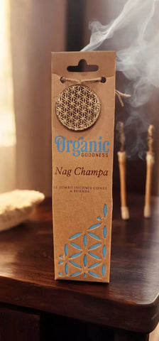 BULK BUY Incense cones Organic Goodness NAG CHAMPA 12 jumbo incense cones & holder in a gift pack  buy 10 receive 12