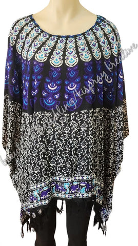 Kaftan, generous blue, white & black mandala 4XL Suit to size 24 #13