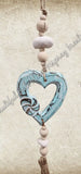 Beachy Hamptons Driftwood Wood dangler green heart approx 9cm x 55 cm #0081