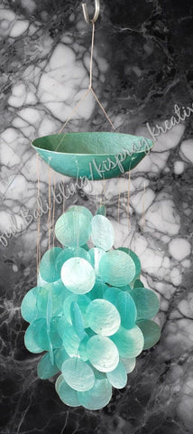 Capiz shell wind chime Dome top Jade Green 50cm drop  x 15cm wide approx (#)