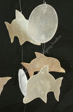 Capiz shell wind chime dolphin beige & white 45cm drop  x 10cm wide approx #0127