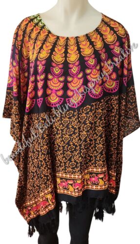 Kaftan, generous pink, orange & black mandala 4XL Suit to size 24 #11