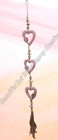 Beachy Hamptons Driftwood Wood Heart  dangler, approx 10cm x 90cm #0093
