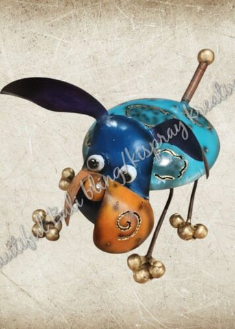 Mosquito coil holder, Dog aqua body blue/orange face #3002