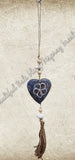 Beachy Hamptons Driftwood Wood dangler blue heart approx 9cm x 55 cm #0072