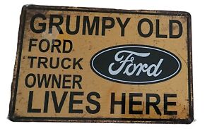 Decorative Grumpy old Man driving Ford Retro plate,  approx 30cm x 20cm #0456