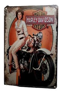 Decorative  Harley Davidson Girl Retro  plate approx 30cm x 20cm