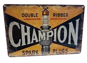 Decorative  plate, Champion double spark plug Retro approx 30cm x 20cm #0447