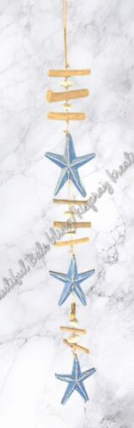 Beachy Hamptons Driftwood Wood dangler, starfish approx 12cm x 100cm #0067