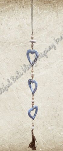 Beachy Hamptons Driftwood Wood Heart  dangler, approx 10cm x90cm #0084