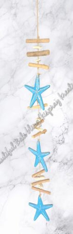 Beachy Hamptons Driftwood Wood dangler, starfish approx 12cm x 100 cm #0066