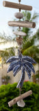 Beachy Hamptons Driftwood Wood Palm Tree   dangler, approx 10cm x 93cm #0073