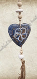 Beachy Hamptons Driftwood Wood dangler blue heart approx 9cm x 55 cm #0072