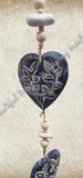 Beachy Hamptons Driftwood Wood dangle heart blue approx 10cm x 90 cm #0064