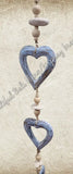 Beachy Hamptons Driftwood Wood Heart  dangler, approx 10cm x90cm #0084