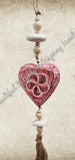 Beachy Hamptons Driftwood Wood dangler pink heart approx 9cm x 55 cm #0080