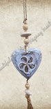 Beachy Hamptons Driftwood Wood dangler blue heart approx 9cm x 55 cm #0073