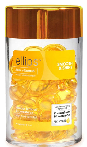 BULK BUY Ellips jar of 50 YELLOW SMOOTH &  SHINY capsules of hair oil buy 10 receive 11