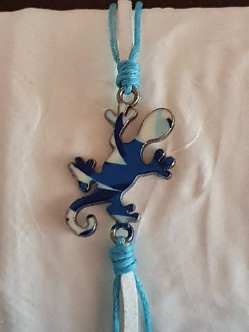 Friendship bracelets 🦎 gecko blue/white band