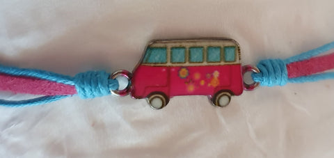 Friendship bracelets volkswagen combi hot pink/blue band