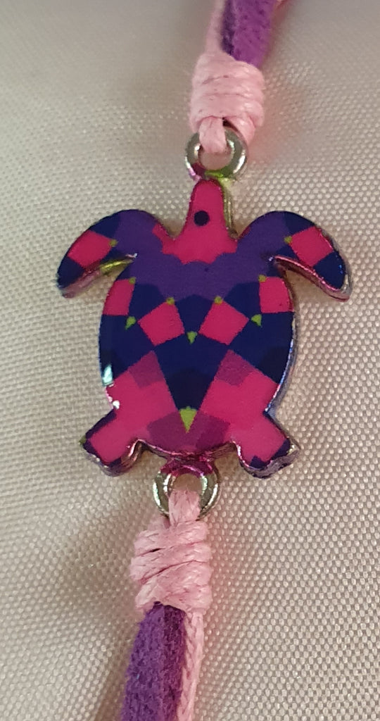 Friendship bracelets turtles pink/purple band