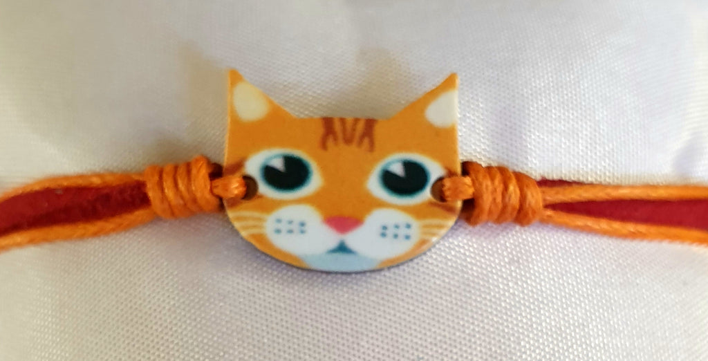 Friendship bracelets cats orange/red band