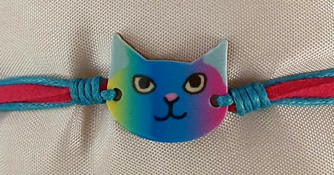 Friendship bracelets cats hot pink/blue band