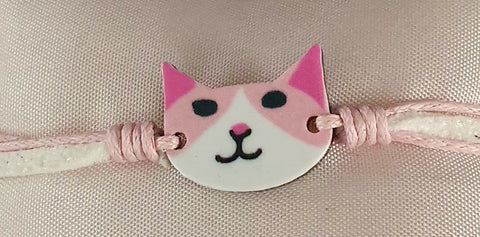 Friendship bracelets cats pink/white band