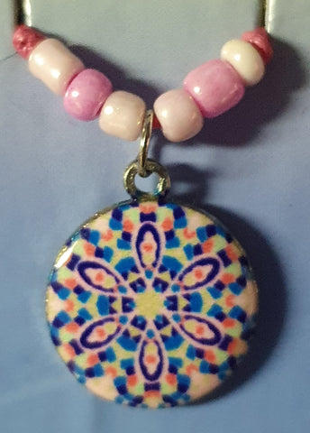 Necklace, Mandala hot pink cord
