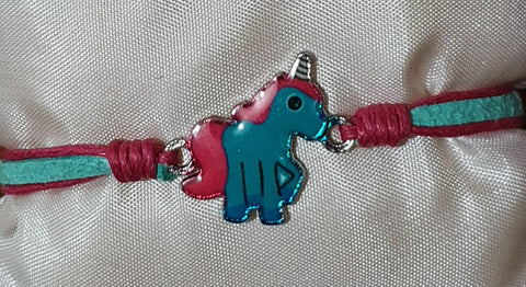 Friendship bracelets unicorn hot pink/green band