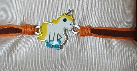 Friendship bracelets unicorn orange/brown band