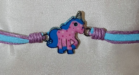 Friendship bracelets unicorn purple/light blue band