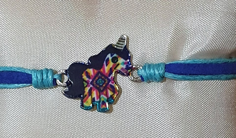 Friendship bracelets unicorn light/dark blue band